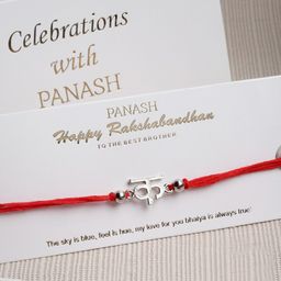 PANASH Silver Toned Letter Handcrafted Convertible Pendant Rakhi with Roli Chawal-image-91