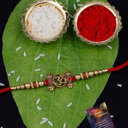 Silver Shine 2-Pcs Stone-Studded & Beaded Rakhi-image-77