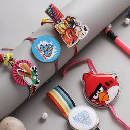 Aapno Rajasthan Kids Unisex Set Of 5 Angry Bird Theme Rakhi-13