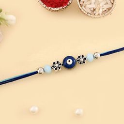Aapno Rajasthan Evil Eye Floral Beaded Thread Rakhi With Roli Chawal & Greeting Card-image-8