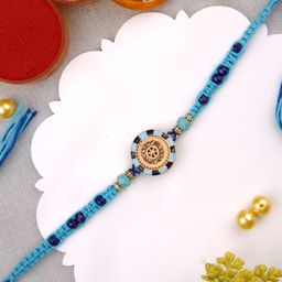Aapno Rajasthan Stone Studded & Beaded Thread Rakhi With Roli Chawal & Greeting Card-image-48