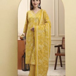 Women Pure Cotton Kurta Pant Dupatta Set-image-18