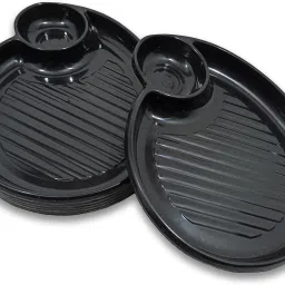 inpro Serve Snack in Style with our Sectioned Plastic Platter Set of 12 in Black Color Sectioned Plate image 3