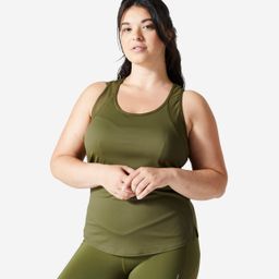 Women's Cardio Fitness Muscle Back Tank Top - Khaki-image-6