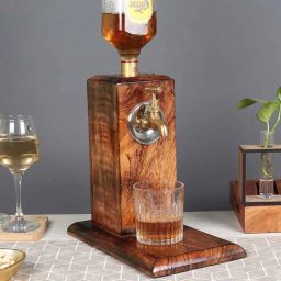 amaya decors Mangowood & Brass Scotch Dispenser-picture-6