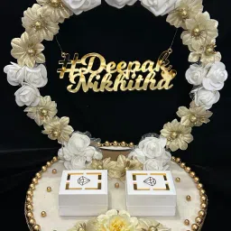 Customize Engagement Ring platter with beautiful Floral work Wood Decorative Platter-image-36