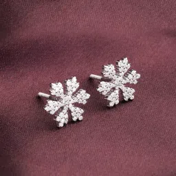 Sterling Silver Snowflake Earrings for women & girls with 925 stamped Cubic Zirconia Sterling Silver Stud Earring-image-72