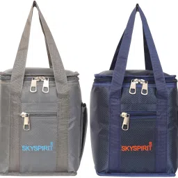 pack of 2 School,Office tiffin bags Lunch,Box,Bag, Lunch Bag (GREY/BLUE) 8L Waterproof Lunch Bag-0