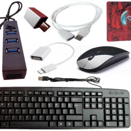 ANJO Wired Keyboard-Wireless Mouse-Pad-Hub 2.0-Cleaner-OTG C&M-Ext Cable-LED Combo Set-image-9