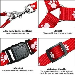 petstorez 1 pcs 15 mm Paw Print Leash and Harness Set for Small ,Medium Puppy Dog & Cat Harness & Leash image 2