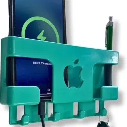 thekiteco. Wall Mount Mobile Holder with Storage for 2 Mobiles/Remote Mobile Holder - Green Mobile Holder-image-7
