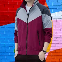 Men Colorblock Biker/Riding Jacket-image-68