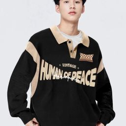 Men Printed Polo Neck Cotton Blend Black T-Shirt-image-46