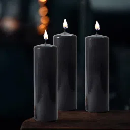 Black Pack of 3 Block Candles _CND88 Candle-image-84