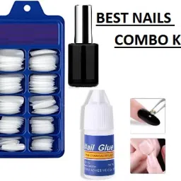 Professional 100 Tips Fake off Artificial long Nails with Brush Glue Long Stay Nail-18