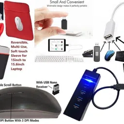 ANJO KeyboardWirelessMouse-Pad-3Hub-Clnr-OTGMC-Ext-LED-Skin-15.6iScrn&KeyGuard&Sleeve Combo Set image 3