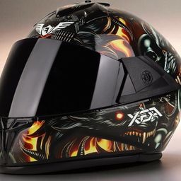 Fighter Devil HD Graphics with Anti UV PC Visor ABS Material Unisex (NN-1) Motorbike Helmet-image-87