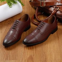 Men Rosewood Leatherette Oxford Formal Shoes-image-87