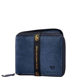 Walrus Men Blue Nature Friendly Vegan Leather Zipper Men Wallet-52
