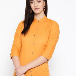 Vastraa Fusion Women Mustard Yellow Regular Fit Solid Casual Shirt-picture-22