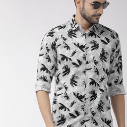 The Indian Garage Co Men Grey & Black Slim Fit Printed Casual Shirt-image-39