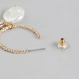 Forever New Gold Plated Beaded Shell Shaped Contemporary Half Hoop Earrings image 3
