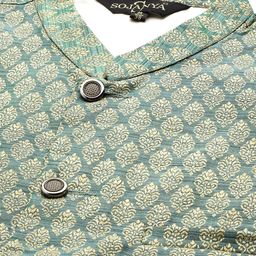SOJANYA Mandarin Collar Regular Kurta With Churidar & With Nehru Jacket image 2