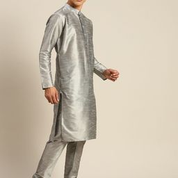 SOJANYA Mandarin Collar Regular Kurta With Churidar & With Nehru Jacket image 5