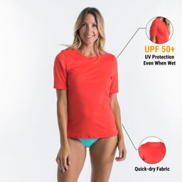Women Beachwear Surfing Short sleeve UV Protection T-Shirt Coral Pink-image-89