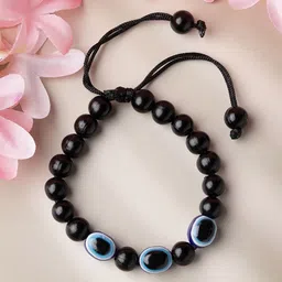 NVR Set of 2 Black Evil Eye Elasticated Rakhi With Roli Chawal-image-91