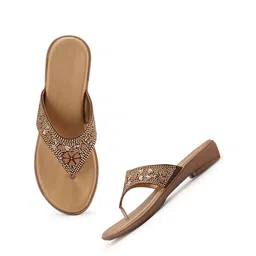 Style Shoes Copper-Toned Embellished Block Heels-25