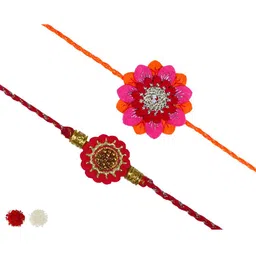 MASQ Men Set Of 2 Pink & Red Thread Rakhi With Roli-Chawal-image-38