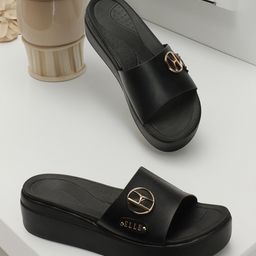 ELLE Embellished Open Toe Flatform Heels-17