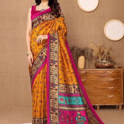KALINI Warli Printed Art Silk Mysore Silk Saree-picture-22