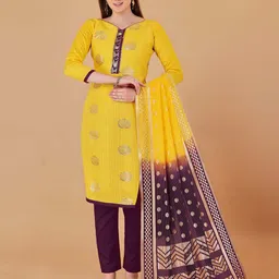 MANVAA Ethnic Motifs Woven Design Jacquard Unstitched Dress Material-image-28