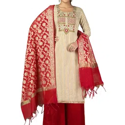 MANVAA Beige Embroidered Unstitched Dress Material-image-23