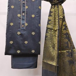 MANVAA Ethnic Motif Woven Design Zari Banarasi Unstitched Dress Material-image-99