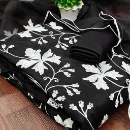 MANVAA Embroidered Organza Unstitched Dress Material-image-26