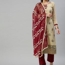 MANVAA Ethnic Motifs Woven Design Banarasi Silk Unstitched Dress Material-image-91