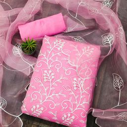 MANVAA Floral Embroidered Organza Unstitched Dress Material-picture-10