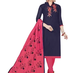 MANVAA Floral Embroidered Thread Work Unstitched Dress Material-image-82