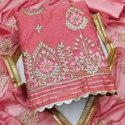 MANVAA Ethnic Motifs Embroidered Beads and Stones Unstitched Dress Material-image-88