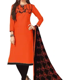 MANVAA Ethnic Motifs Embroidered Pure Cotton Unstitched Dress Material-image-21