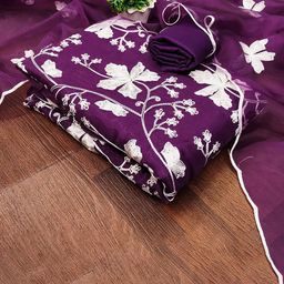MANVAA Embroidered Organza Unstitched Dress Material-image-39