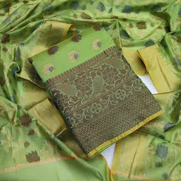 MANVAA Ethnic Motifs Woven Design Zari Unstitched Dress Material-image-97