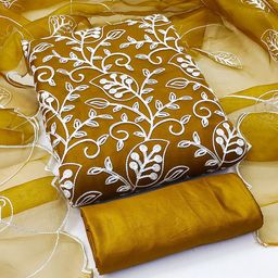 MANVAA Floral Embroidered Unstitched Dress Material-picture-1