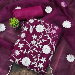 MANVAA Embroidered Organza Unstitched Dress Material-picture-9