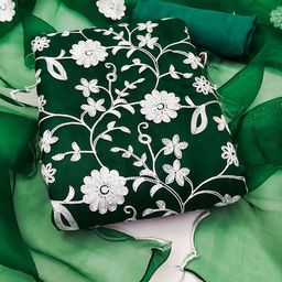 MANVAA Floral Embroidered Organza Unstitched Dress Material-picture-7