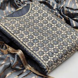 MANVAA Floral Embellished Modal Chanderi Unstitched Dress Material-image-95