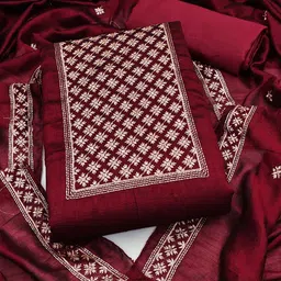 MANVAA Ethnic Motifs Embroidered Pure Silk Unstitched Dress Material-image-92